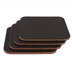 Leather Coasters, Wickett & Craig English Bridle, 4" Square, Dark Brown (250pc Set)