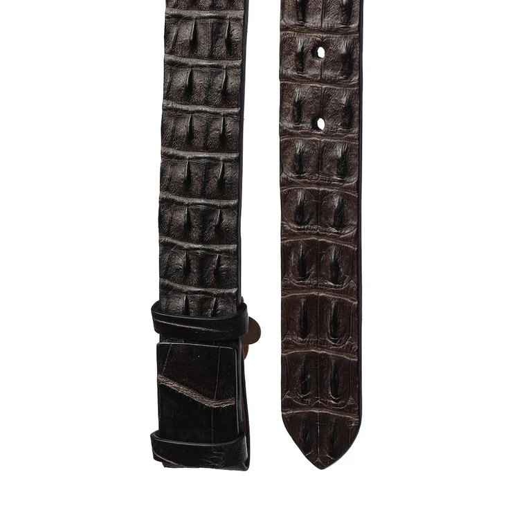 Nile 'Horn Back' Crocodile Leather Belt Strap, Espresso, 48" Long 3 Nile 'Horn Back' Crocodile Leather Belt Strap, Espresso, 48" Long