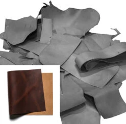 Horween Cavalier Leather Scrap, Carolina Brown, Mixed, Weight 25.5lb