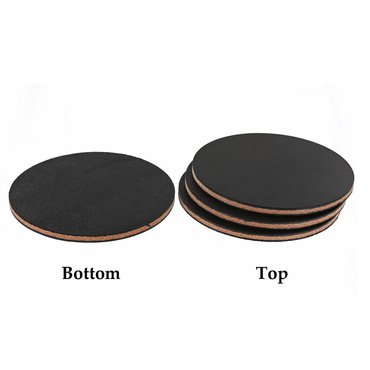 Leather Coasters, Wickett & Craig English Bridle, Circle, Black (4pc Set) 4 Leather Coasters, Wickett & Craig English Bridle, Circle, Black (4pc Set) - Image 2