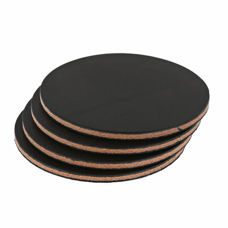Leather Coasters, Wickett & Craig English Bridle, Circle, Black (4pc Set) 3 Leather Coasters, Wickett & Craig English Bridle, Circle, Black (4pc Set)