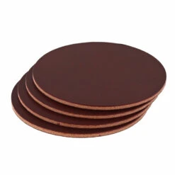 Leather Coasters, Wickett & Craig English Bridle, Circle, Burgundy (4pc Set)