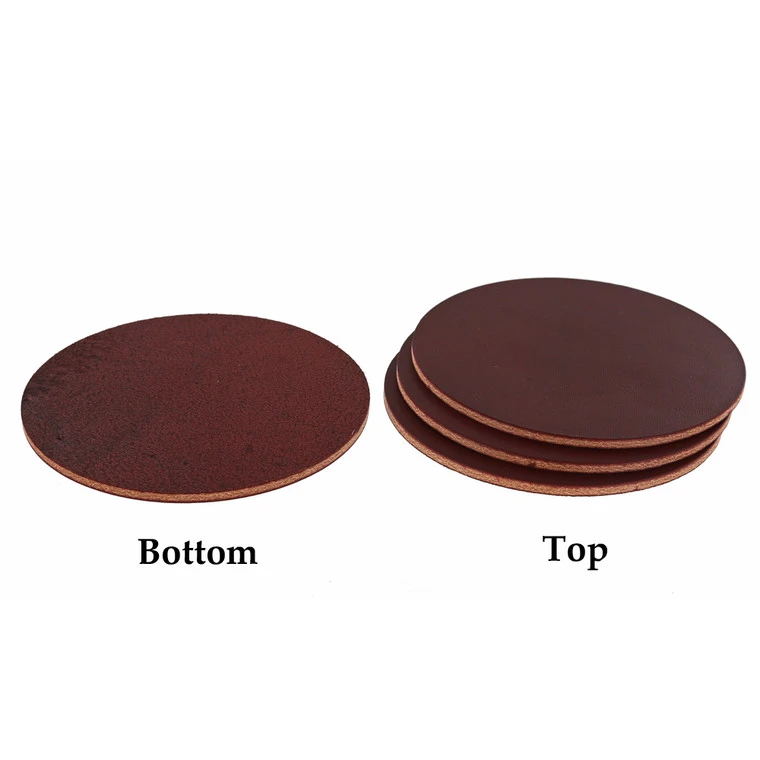 Leather Coasters, Wickett & Craig English Bridle, Circle, Burgundy (4pc Set) 4 Leather Coasters, Wickett & Craig English Bridle, Circle, Burgundy (4pc Set) - Image 2