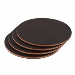 Leather Coasters, Wickett & Craig English Bridle, Circle, Dark Brown (4pc Set)