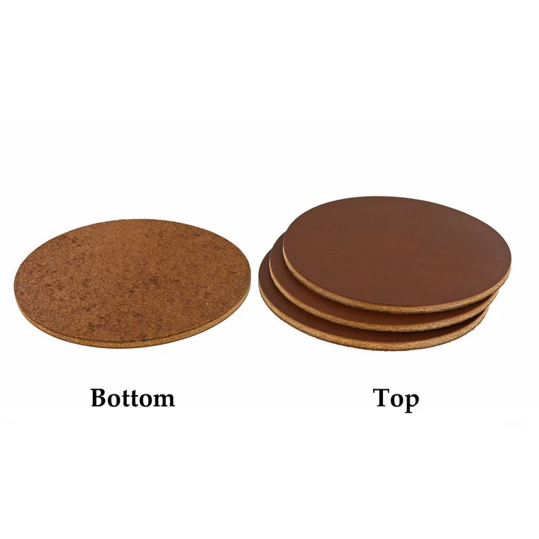 Leather Coasters, Wickett & Craig English Bridle, Circle, Medium Brown (4pc Set) 4 Leather Coasters, Wickett & Craig English Bridle, Circle, Medium Brown (4pc Set) - Image 2