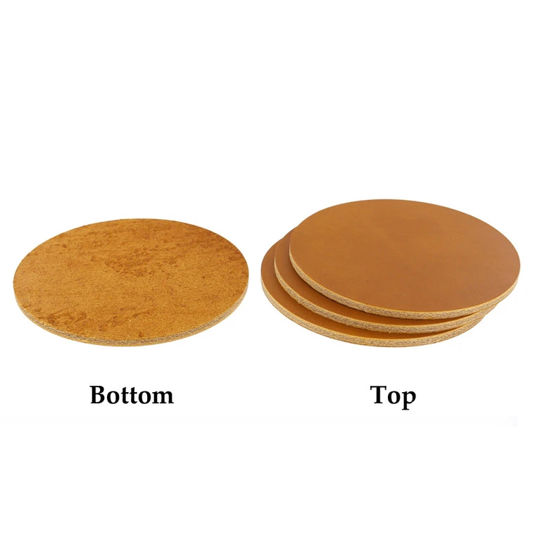 Leather Coasters, Wickett & Craig English Bridle, Circle, Tan (4pc Set) 4 Leather Coasters, Wickett & Craig English Bridle, Circle, Tan (4pc Set) - Image 2