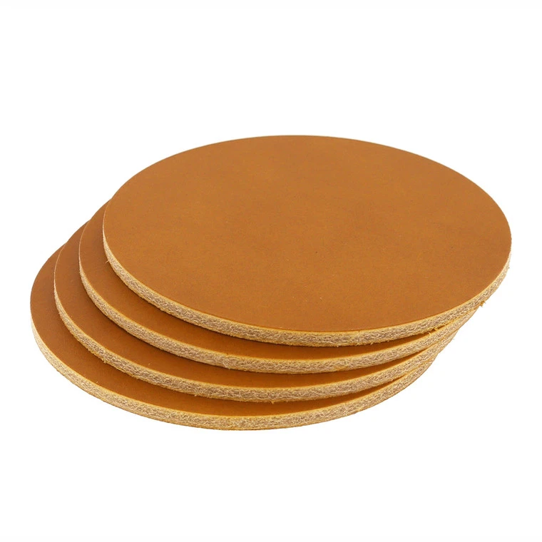 Leather Coasters, Wickett & Craig English Bridle, Circle, Tan (4pc Set) 3 Leather Coasters, Wickett & Craig English Bridle, Circle, Tan (4pc Set)