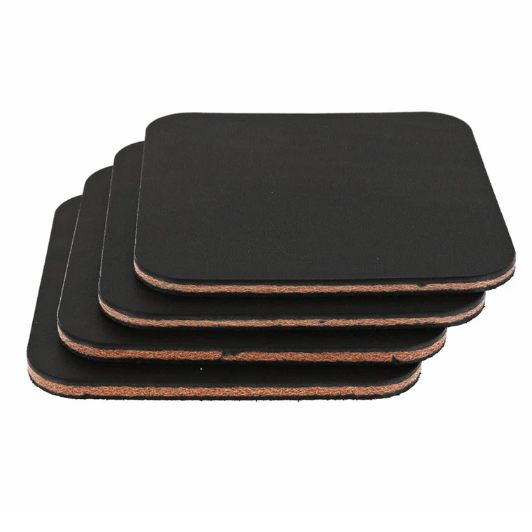 Leather Coasters, Wickett & Craig English Bridle, 4" Square, Black (250pc Set) 3 Leather Coasters, Wickett & Craig English Bridle, 4" Square, Black (250pc Set)
