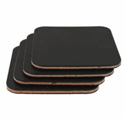 Leather Coasters, Wickett & Craig Traditional Harness, 4" Square, Black (250pc Set)