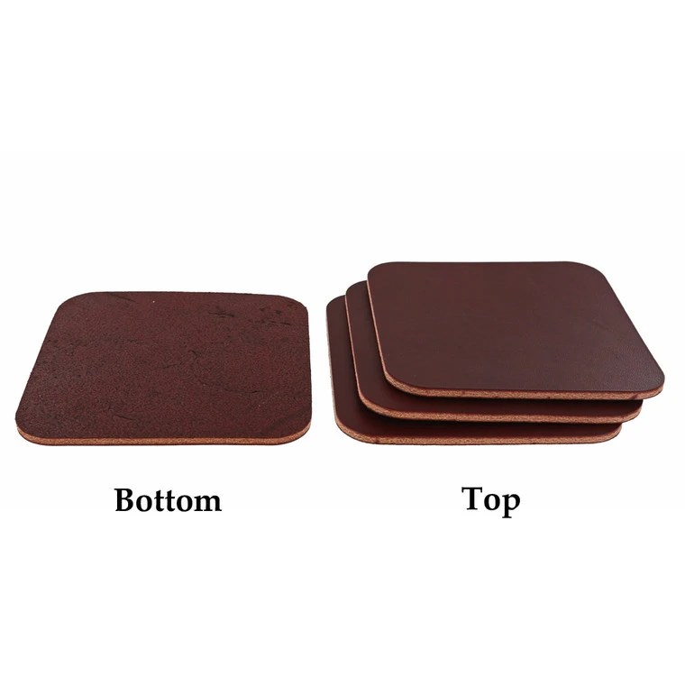 Leather Coasters, Wickett & Craig English Bridle, Square, Burgundy (4pc Set) 4 Leather Coasters, Wickett & Craig English Bridle, Square, Burgundy (4pc Set) - Image 2