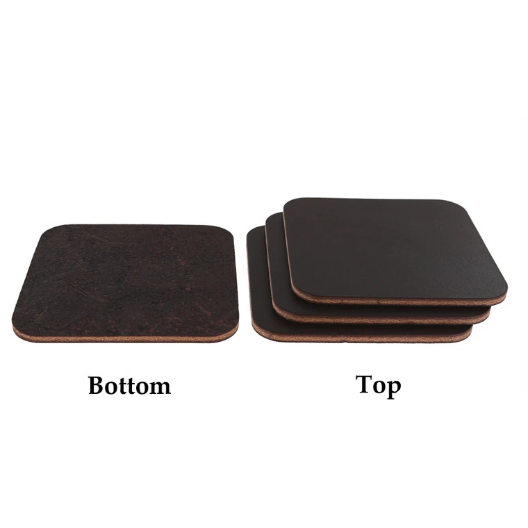Leather Coasters, Wickett & Craig English Bridle, Square, Dark Brown (4pc Set) 4 Leather Coasters, Wickett & Craig English Bridle, Square, Dark Brown (4pc Set) - Image 2