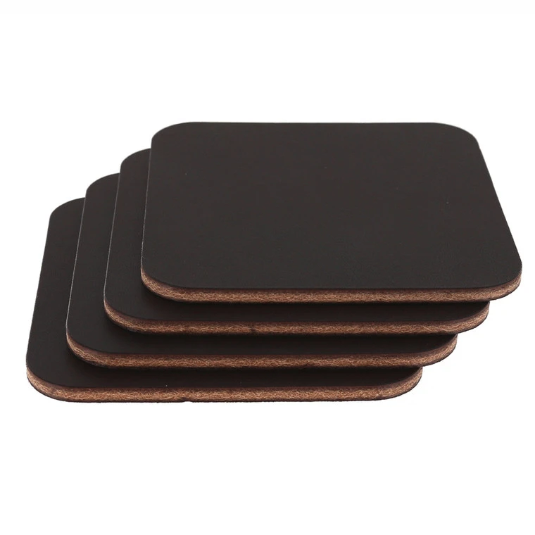 Leather Coasters, Wickett & Craig English Bridle, Square, Dark Brown (4pc Set) 3 Leather Coasters, Wickett & Craig English Bridle, Square, Dark Brown (4pc Set)