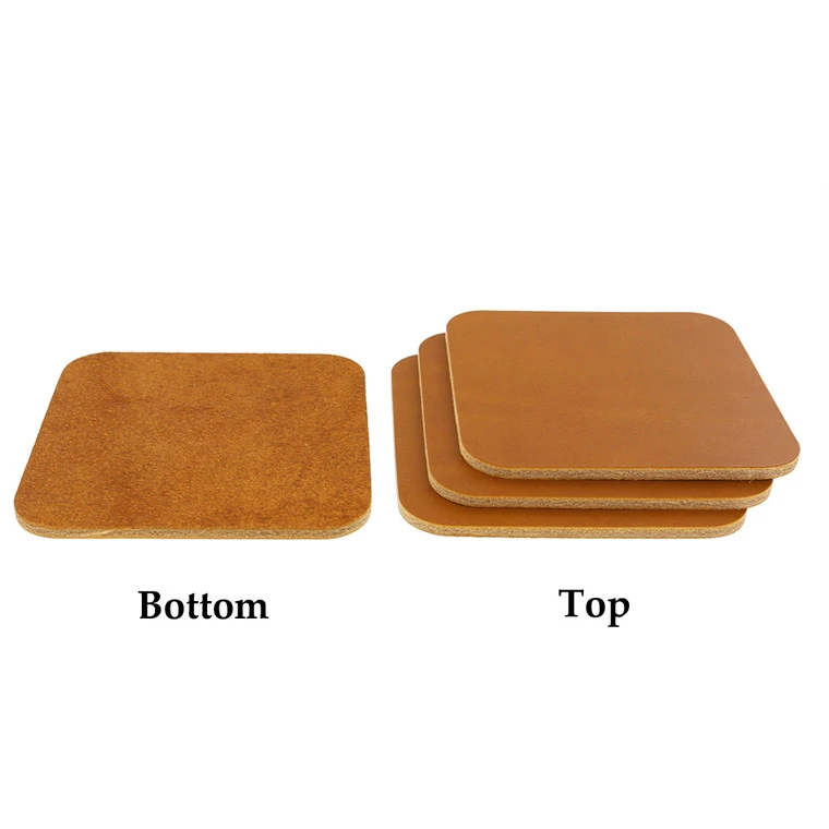 Leather Coasters, Wickett & Craig English Bridle, Square, Tan (4pc Set) 4 Leather Coasters, Wickett & Craig English Bridle, Square, Tan (4pc Set) - Image 2