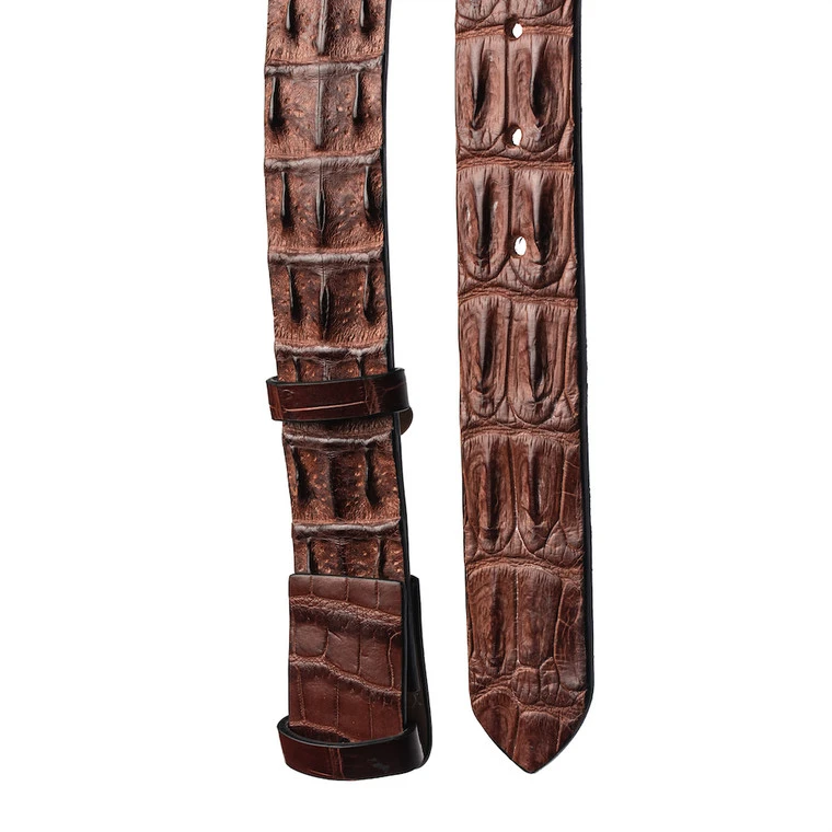 Nile 'Horn Back' Crocodile Leather Belt Strap, Cognac, 48" Long 3 Nile 'Horn Back' Crocodile Leather Belt Strap, Cognac, 48" Long