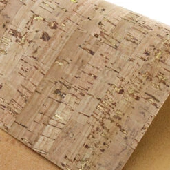 Italian Cork Fabric, Continuous Sheet, Row Pattern, Natural W/ Gold Flecks
