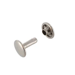 Double Cap Rivet, Nickel Matte, Solid Brass-LL (100 Sets Per Bag), Multiple Sizes