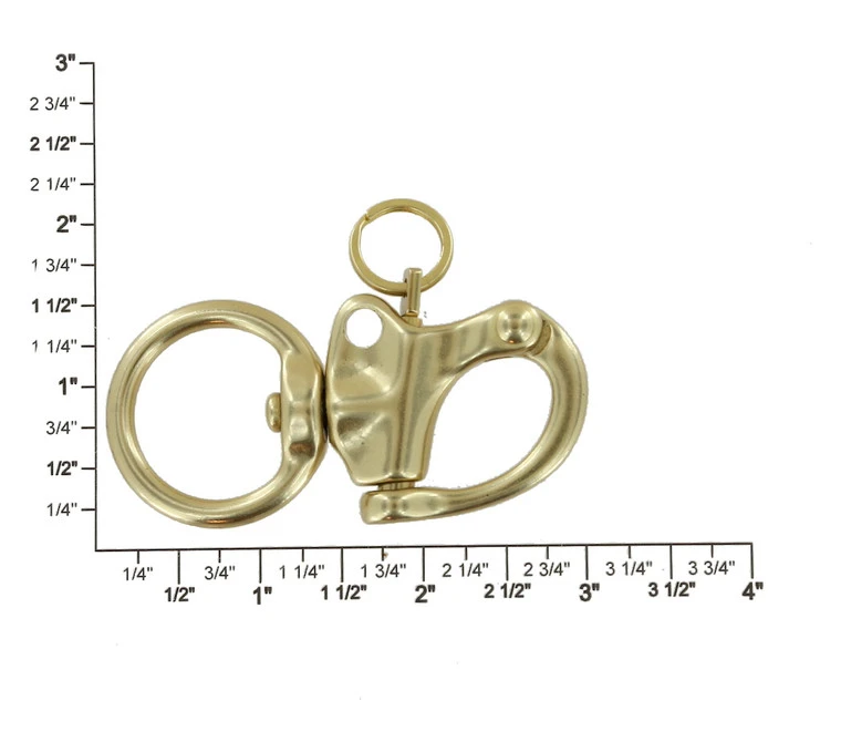 C5103 1" Natural Brass, Quick Release Snap Shackle, Round Base, W/ 1/2" B2020 Key Ring, Solid Brass 8 C5103 1" Natural Brass, Quick Release Snap Shackle, Round Base, W/ 1/2" B2020 Key Ring, Solid Brass - Image 6