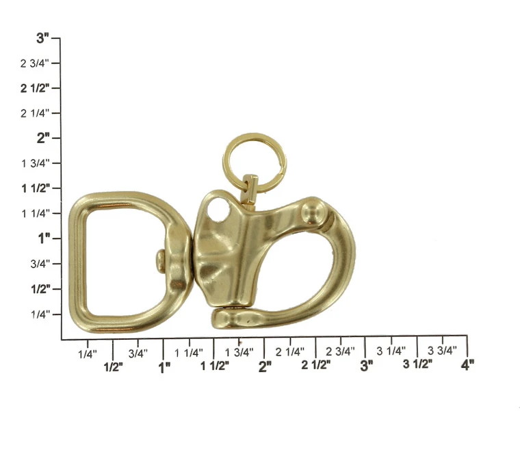 C5102 1" Natural Brass, Quick Release Snap Shackle, Flat Base, W/ 1/2" B2020 Key Ring, Solid Brass 8 C5102 1" Natural Brass, Quick Release Snap Shackle, Flat Base, W/ 1/2" B2020 Key Ring, Solid Brass - Image 6