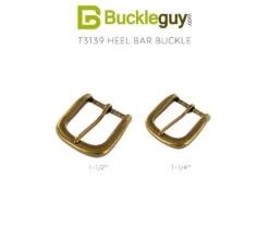 T3139 Antique Brass, Heel Bar Buckle, Solid Brass-LL, Multiple Sizes -Buckleguy T3139 DOEB 12692.1700584407