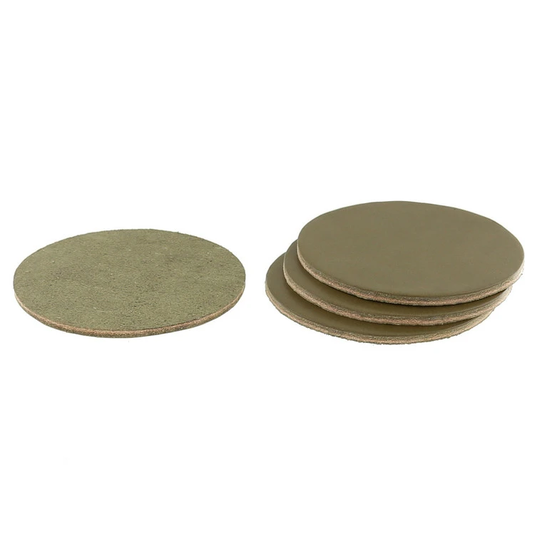 Leather Coasters, Wickett & Craig English Bridle, Circle, Olive (4pc Set) 4 Leather Coasters, Wickett & Craig English Bridle, Circle, Olive (4pc Set) - Image 2