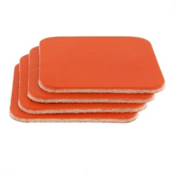 Leather Coasters, Wickett & Craig English Bridle, Square, Carrot (4pc Set)