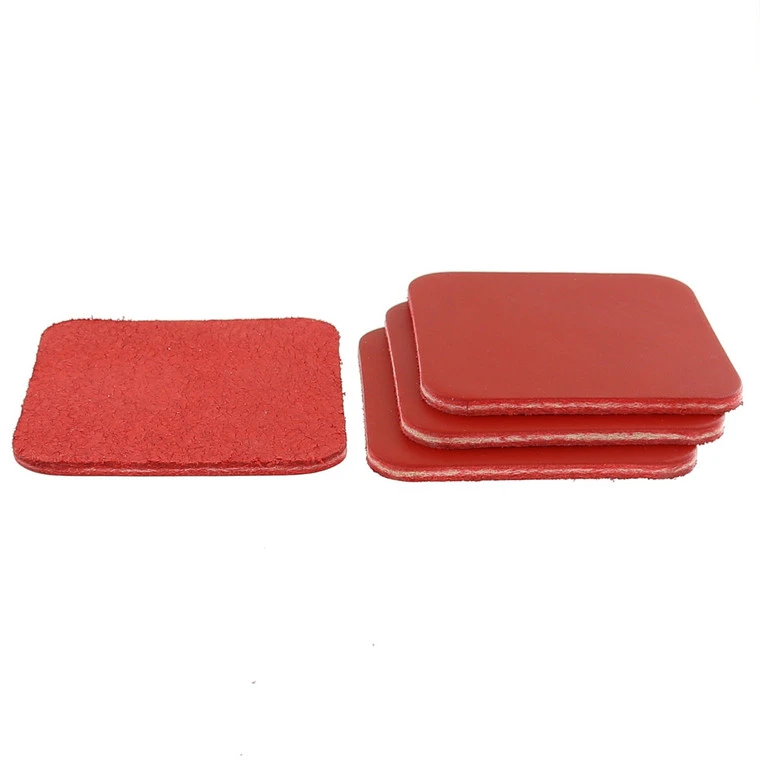 Leather Coasters, Wickett & Craig English Bridle, Square, Chili Pepper (4pc Set) 4 Leather Coasters, Wickett & Craig English Bridle, Square, Chili Pepper (4pc Set) - Image 2