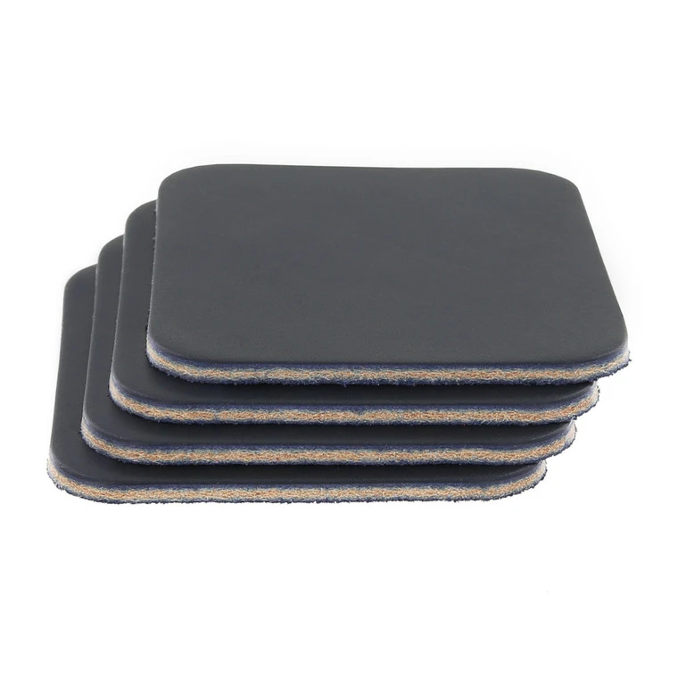 Leather Coasters, Wickett & Craig English Bridle, Square, Navy (4pc Set) 3 Leather Coasters, Wickett & Craig English Bridle, Square, Navy (4pc Set)