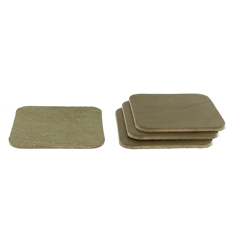 Leather Coasters, Wickett & Craig English Bridle, Square, Olive (4pc Set) 4 Leather Coasters, Wickett & Craig English Bridle, Square, Olive (4pc Set) - Image 2
