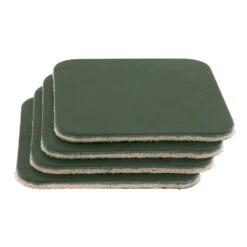 Leather Coasters, Wickett & Craig English Bridle, Square, Zucchini (4pc Set)