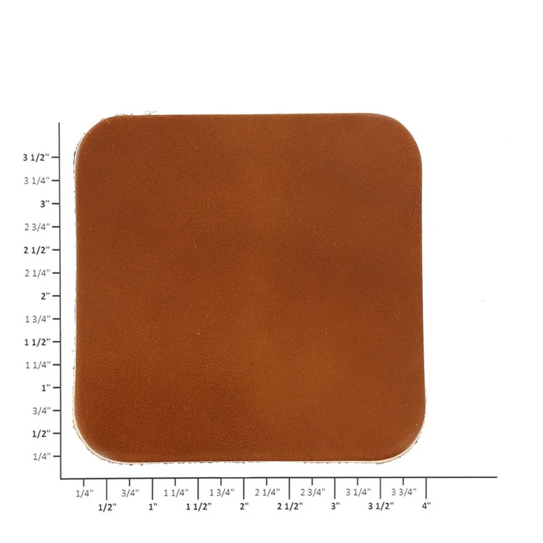 Leather Coasters, Wickett & Craig Traditional Harness, Square, Buck Brown (4pc Set) 5 Leather Coasters, Wickett & Craig Traditional Harness, Square, Buck Brown (4pc Set) - Image 3