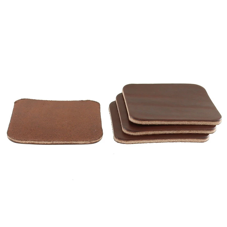 Leather Coasters, Wickett & Craig Traditional Harness, Square, Medium Brown (4pc Set) 4 Leather Coasters, Wickett & Craig Traditional Harness, Square, Medium Brown (4pc Set) - Image 2