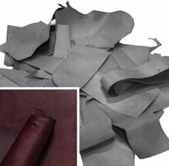 Wickett & Craig English Bridle Leather Scrap, Eggplant, Mixed Weight, 12 Lbs