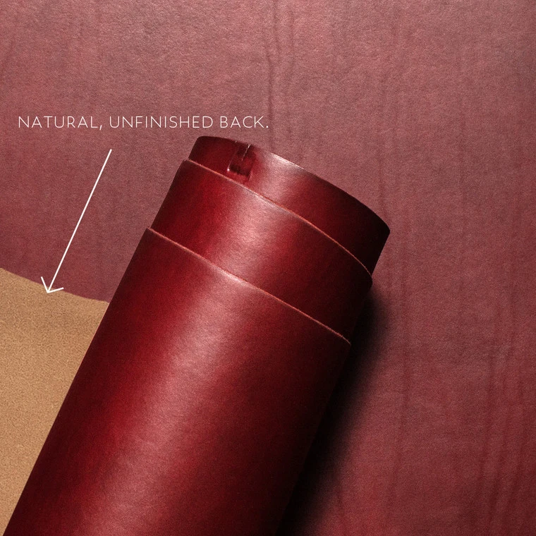 Wickett & Craig English Bridle Leather, 4.5/5oz, Side, Burgundy, Natural Back *CLOSEOUT* 4 Wickett & Craig English Bridle Leather, 4.5/5oz, Side, Burgundy, Natural Back *CLOSEOUT* - Image 2