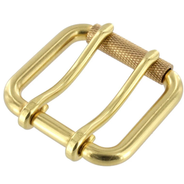 B7357 Natural Brass, Double Prong Roller Buckle, W/ Textured Roller, Solid Brass-LL, Multiple Sizes 5 B7357 Natural Brass, Double Prong Roller Buckle, W/ Textured Roller, Solid Brass-LL, Multiple Sizes - Image 3
