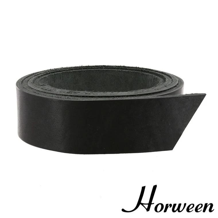 Horween Essex Leather Strap, Black, 55" To 60" Long, Multiple Weights 3 Horween Essex Leather Strap, Black, 55" To 60" Long, Multiple Weights