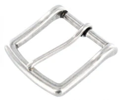 B1049 1 3/4" Silver Antique Rolled, Heel Bar Buckle, Solid Brass-LL