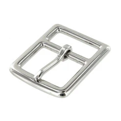 B7975 1 1/4" Nickel Plate, Center Bar Buckle, Solid Brass-LL