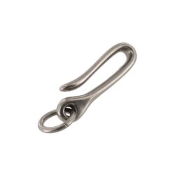 B8367 Nickel Matte, Small Fish Hook Key Chain, Solid Brass-LL