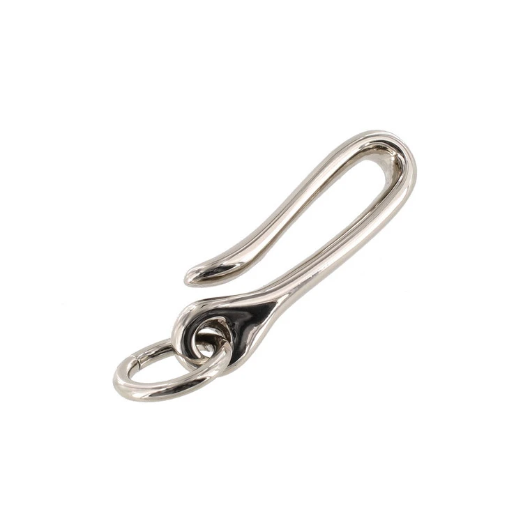 B8367 Nickel Plate, Small Fish Hook Key Chain, Solid Brass-LL 3 B8367 Nickel Plate, Small Fish Hook Key Chain, Solid Brass-LL
