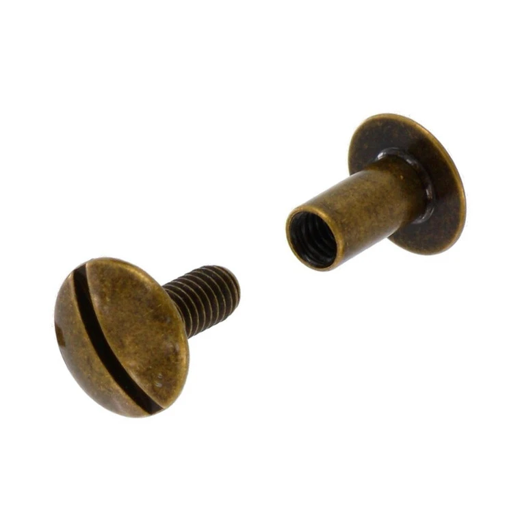 Chicago Screws, Open Hole, Antique Brass, Solid Brass-LL (50 Per Bag), Multiple Sizes 4 Chicago Screws, Open Hole, Antique Brass, Solid Brass-LL (50 Per Bag), Multiple Sizes - Image 2