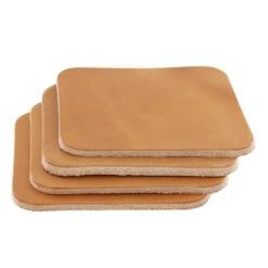 Leather Coasters, Wickett & Craig Traditional Harness, Square, Russet (4pc Set)