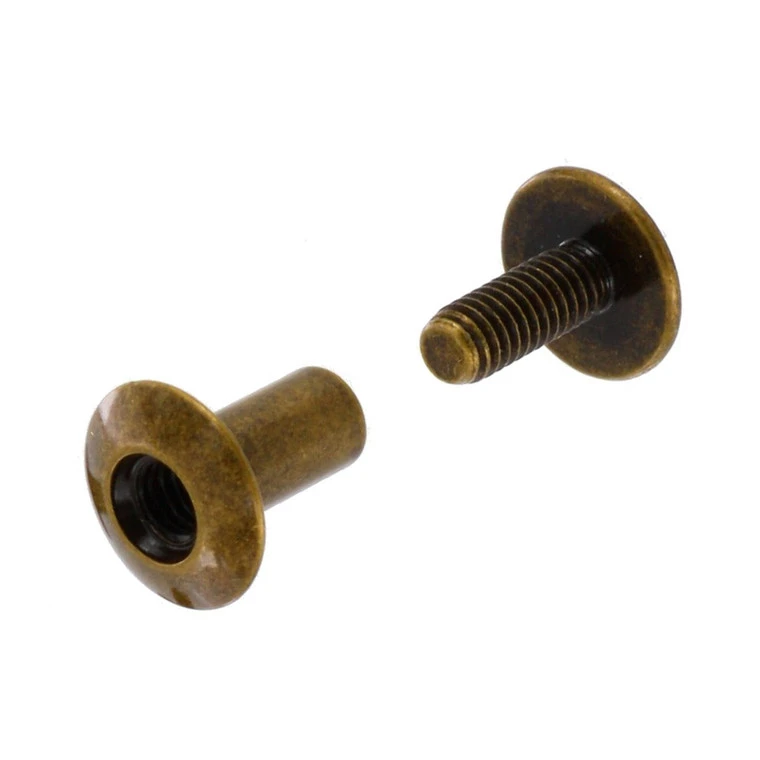 Chicago Screws, Open Hole, Antique Brass, Solid Brass-LL (50 Per Bag), Multiple Sizes 3 Chicago Screws, Open Hole, Antique Brass, Solid Brass-LL (50 Per Bag), Multiple Sizes