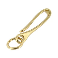 B7498 Natural Brass, Fish Hook Key Chain, Solid Brass-LL